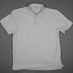 James Perse Mens White Short Sleeve Cotton Jersey Polo Shirt MSX3337 Size 5 XL